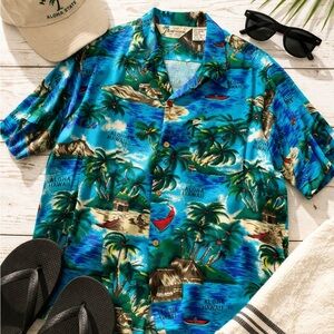 🌴 Vintage Island Fashions Hawaiian Aloha Shirt Made in Hawaii Rayon Large